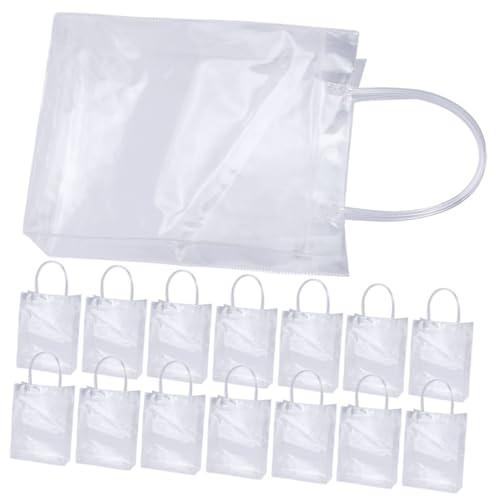 BESTYASH 24stücke Transparente Geschenktüten aus Pvc mit Tragegriff Reißfeste Beutel für Süßigkeiten Spielzeug und Kleine Gegenstände Leicht und Praktisch für Unterwegs