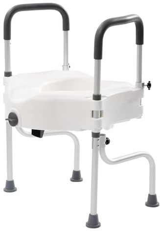 Rialzo per WC con braccioli, rialzo per il sedile del WC per anziani, regolabile in altezza per adulti, sedile WC rialzato con ventose