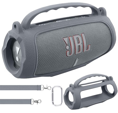 co2CREA Silikonhülle Tragetasche für JBL Charge 5 WiFi und Bluetooth Lautsprecher,tragbare ultraleichte Silikon Schutzhülle mit Karabiner und Schultergurt