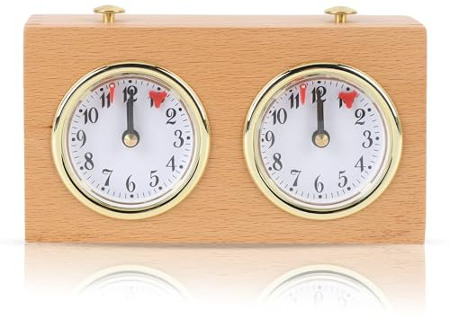 Pendule Échecs Mécanique, Horloge Classique en Bois de Pin, sans Pile, Simple et Durable - Éco-Responsable, Facile à Utiliser, Minuteur Echec e pour Tournois d’Échecs et Jeux de Sociét