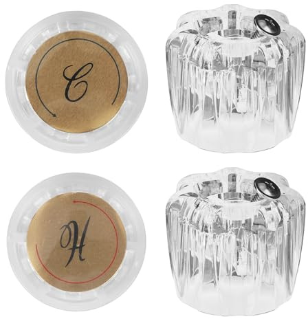 Goktvai 2pcs Hot and Cold Faucet Handles, Transparent Acrylic Sink Tap Knob Replacement with Screws Compatible with Peerless Delex Faucet D-Type Valve Stem (e.g., RP25513 Cartridge)