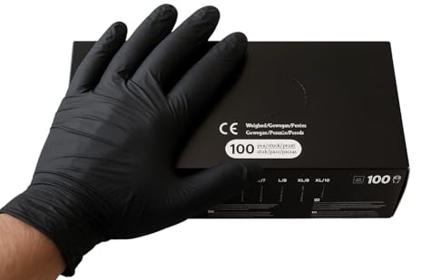 B teurobrecher Lot de 100 gants jetables en nitrile, noir, taille S | Sans poudre, sans latex, pour une utilisation médicale et commerciale