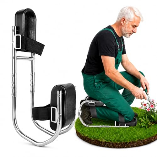 Qnbonrich Ginocchiera per giardinaggio, sedia in ginocchio con funzione di seduta, sgabello da giardino, regolabile, portatile, comfort per ginocchia da 160-195 cm di altezza, protezione per ginocchia