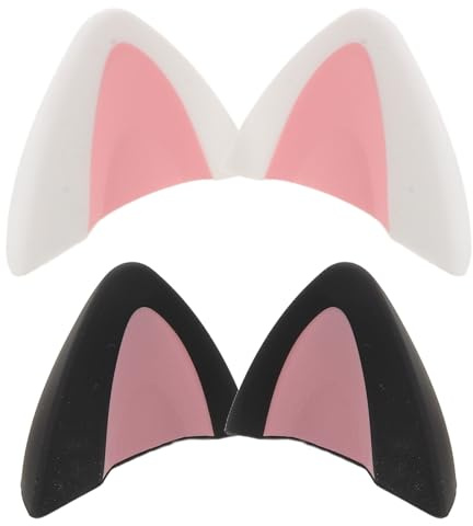 STOBAZA 2 Pairs Silicone Cat Ears Headphones Attachments for Gaming and Cosplay Events, Removable and Versatile DIY Headphone Cat Ear Accessories, Playful Stylish Design