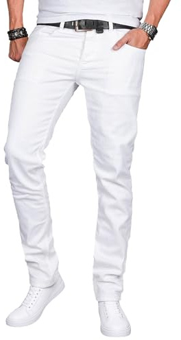 ALESSANDRO SALVARINI Slim fit jeans för män, byxor, denim stretchjeans, tvättade