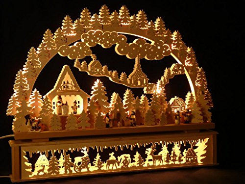 Schwibbogen P-KB312 Lichterbogen mit Erhöhung Made Erzgebirge Seiffen Maße: 72x45cm (BxH)
