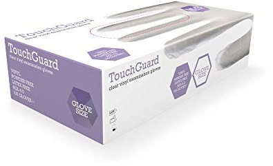 TouchGuard Einweg-Vinylhandschuhe aus Klarem Vinyl, Puderfrei, 100 Stück, Größe S