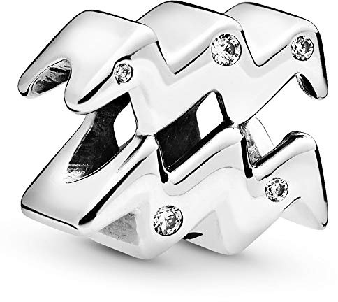 PANDORA Ciondolo con segno dell'acquario in argento Sterling con zirconia cubica trasparente