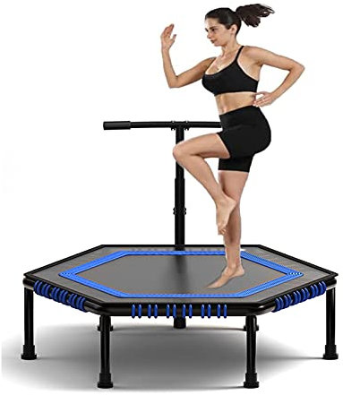 Trampoline 45/50'' Mini Trampolin, Fitness Rebounder Mit Verstellbarem Schaumstoffgriff, Übungssprung Für Erwachsene Indoor/Outdoor Workout， Max. Belastung 250 Kg (Size : 45in)