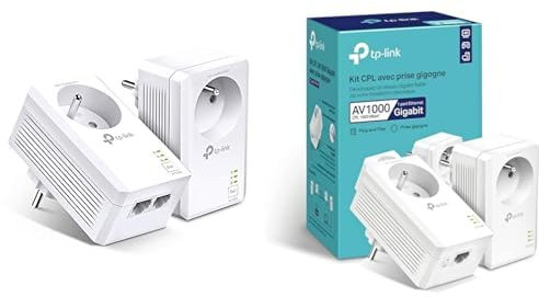 TP-Link CPL 1000 Mbps TL-PA7027P KIT(FR), Prise CPL avec 2 Ports Ethernet Gigabit et Prise Intégrée, Boitier CPL Kit de 2 & Prise CPL avec 1 Port Gigabit et Prise Intégrée, Boitier CPL Kit de 2