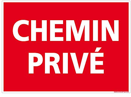 Panneau de Signalisation Rectangulaire Chemin Privé - Interdiction sur Voies Privées - Fond Rouge, Accès Interdit au Public - 250 x 180 mm