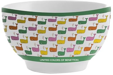 UNITED COLORS OF BENETTON. Rainbow Kids | Schüssel aus Porzellan | 2 Müslischalen je 650 ml | Sehr Haltbar und Robust | Servierschalen Spülmaschinenfest | Weiß mit Motiven