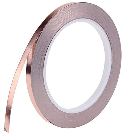 Yolistar (5MM x 50M Nastro in Rame - Nastro in Rame per Chitarre- Nastro Adesivo Conduttore in Foglio di Rame Foil Nastro Adesivo, per EMI, Slug Repellente, Artigianato, Riparazione Elettronica