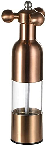 TONZN Stainless Steel Pepper Mill, Ceramic Core Mill, Adjustable Roughness, Suitable for Solid Seasoning of Pepper Salt and Sesame-Large_Silver Salt Mill Salt and Pepper Mills (Big Rose Gold)