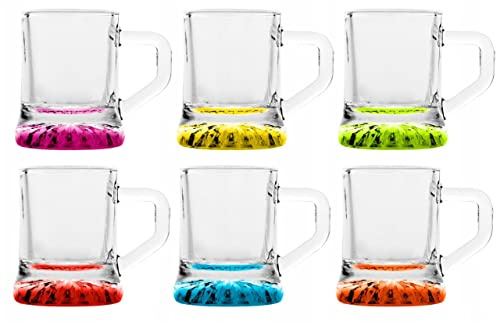 Alkoholbur färg KRUG shotmuggar set – små shotglas 30 ml – med tung bas – diskmaskinssäker – 5 x 3,6 cm – Vodka glas shotglas rolig uppsättning av 6