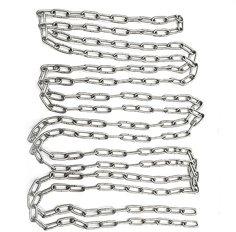 KAIISSA Catena in Acciaio Inossidabile 304 Robuste Maglie in Acciaio Saldato per Recinzione Sospesa, Catena per Cani da Passeggio, Carico Massimo 60 kg, 2,5 mm - 6 Metri