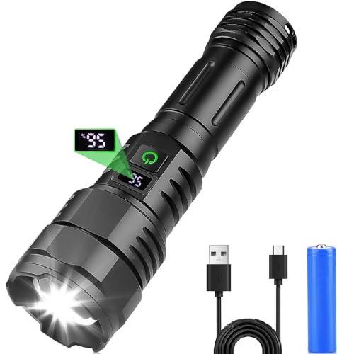 Voph Rechargeable Flashlight, 20000 High Lumens Super Bright Flashlights, 5 Modes XHP 70.2 Waterproof High Powered LED Tactical Flash Light, Handheld Flashlight for Emergency, Camping, Hiking