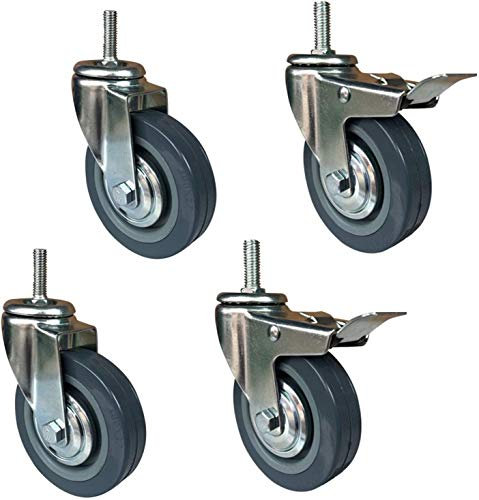 Generisch Hochleistungs-Lenkrollen, Polyurethan-Möbelrollen, 4 Zoll 100 mm Industriewagen-Lenkrollen, Gewindeschafthöhe 30 mm, Tragfähigkeit 270 kg, 4 Stück