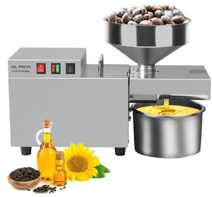 hzexun 2000W Ölpresse,Öl Pressmaschine Elektrische schonendes Kaltpressverfahren,für kleine und große Saaten,Kerne & Nüsse,für Rizinus,Kakaobohnen, Kaffeebohnen, Moringasamen,Aprikosen