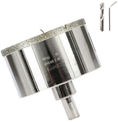 2-3/4 Inch 70mm Tile Hole Cutter Drill Bit Diamond Metal Hole Saw with Center Pilot Drill – Diamond-Coated for Marble, Granite, Ceramics, Porcelain Tiles, Glass