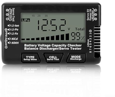 Digital Battery Capacity Tester, LCD Digital Battery Tetser Capacity Tester Battery Voltage Tester RC LiPo NiMH Battery Tester(black)