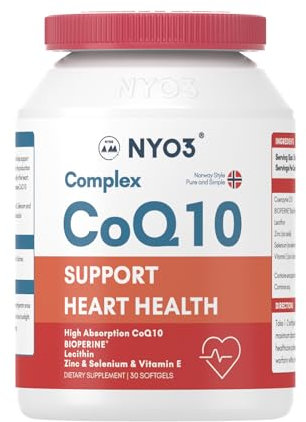 NYO3 Coenzima Q10 Softgel Per Proteggere La Salute Cardiaca Migliorare l’ Immunità Aggiungere Fosfolipidi e Piperina Nera VE e Zinco Buona Purezza di Assorbimento Elevato Contenuto Nutritivo 120mg