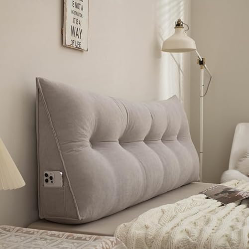 HNBCYRND Multifunktional Bett Kopfteil Dreieck Gepolstert, Rückenkissen, Ergonomie Rückenlehne Lendenkissen, Keilkissen Kopfteil Bett, Kissen Zum Lesen Für Bett Und Sofa Geeignet(60×50×20cm,Gray)