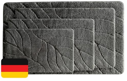 KARAT Tappetino da bagno morbido e antiscivolo, ad asciugatura rapida, lavabile a 40 °C, certificato OEKO-TEX – tappetino da doccia morbido per bagno e WC, modello Maris, grigio scuro 80 x 150 cm