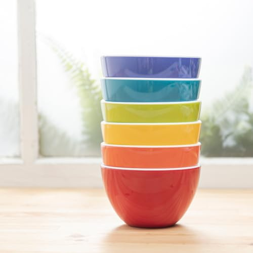 bzyoo Set of 6 Small Bowls, 4.25 11.8 OZ ColorPop Melamine Bowls, Dessert Bowls, Small Prep Bowls, Bowls for Dipping Sauce, Ice Cream, Side Dishes, Snacks, Soups, Salads Color - Bright