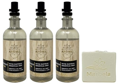Bath & Body Works Aroma Cedarwood Sauna 3 Pack Essential Oil Mist Bundle with a Natural Oats Bar Soap - Full Size