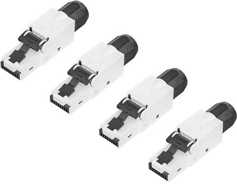 FGB Conector de red RJ45 sin herramientas, contactos chapados en oro, CAT 6a, conector LAN para cable Ethernet 10 Gbps UTP CAT 6a/6/5, 4 unidades