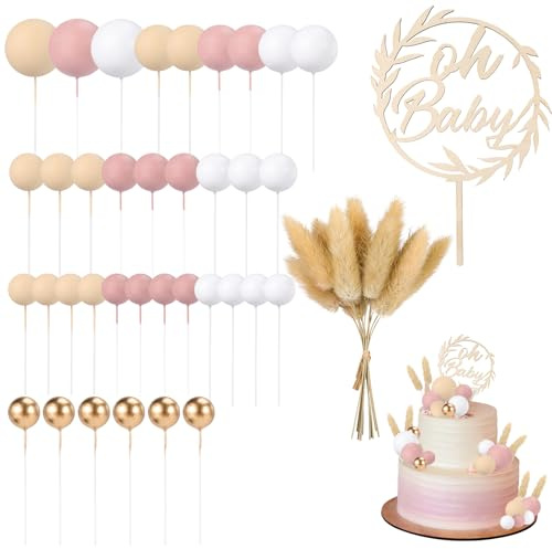 Camptrip 49 Stück Oh Baby Cake Topper Holz Babyparty Tortendeko Kuchen Topper Kuchen Deko Kuchenstecker für Baby Shower Eine Windeltorte Gender Reveal Partydeko