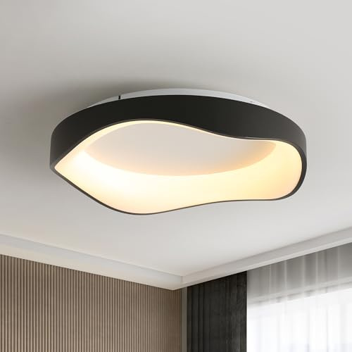 meibeileil Moderne Led Deckenleuchte,Schwarz Deckenleuchte Dimmbar Minimalistische mit Fernbedienung,52cm 3000K-6500K Led Deckenlampe Für Wohnzimmer Schlafzimmer Küche Flur