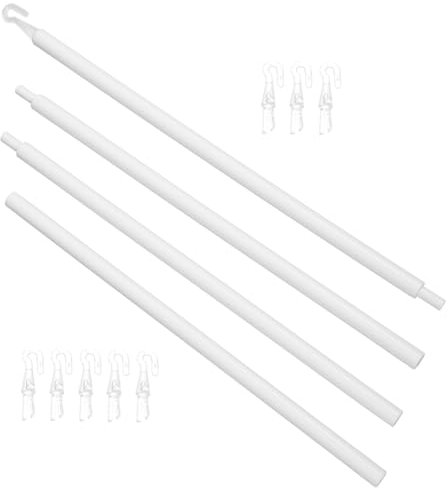 JUMPLAWN 2 Sätze Jalousiestange Gardinenstangen hängende Schiene Bausatz Verdunkelungsrollo automatisch Vorhang-Zugstab blinde Ersatzstange blinder Zauberstab Blindstock mit Haken pp Weiß