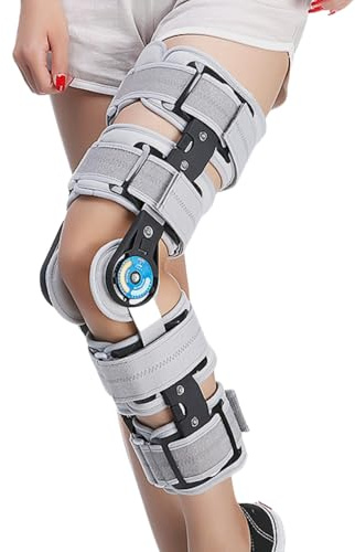 Mathgetin Hinged ROM Knee Brace with Side Stabilizers, Adjustable Post Op Knee Immobilizer for ACL, PCL and MCL Injury, Medical Knee Orthopedic Support, Leg Stabilizer for Man and Women
