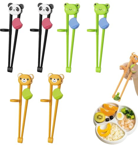 Training Essstäbchen, 6 Paare Stäbchen, Panda und Bär Chopps, wiederverwendbare Sushi-Stäbchen, rutschfeste Essstäbchen helfen