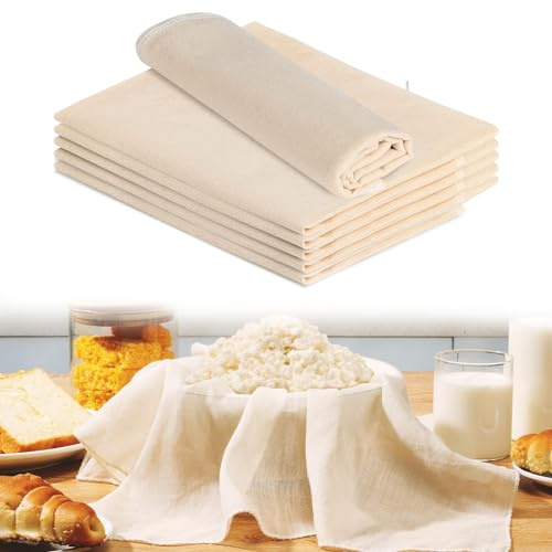 Passiertuch Wiederverwendbar – 6er Set 50x50cm Käsetuch aus ungebleichter Baumwolle, Waschbares Cheesecloth für Tofu, Nussmilch, Fruchtsäfte & mehr – Nachhaltiges Passiertuch für die Küche