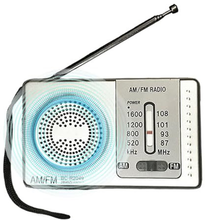 Radio Portátil, Radio De Bolsillo Portátil con Pilas Am FM, Pequeña con Conector para Auriculares, Fácil De Utilizar, para Cocina, Baño O Garaje, Regalos De Ancianos para Viajes Al Aire Libre