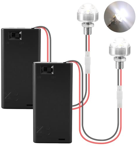 Joycabin 2 Stück Mini LED Leuchten für Puppenhäuser mit AA-Batteriehalter (Kaltweiße)