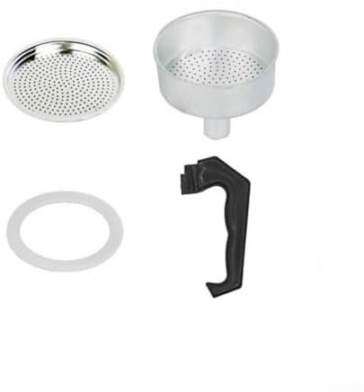 Zilimontt Lot de pièces de rechange pour cafetière à moka - Pour cafetière à expresso de 1, 3, 6, 9, 12 tasses avec poignée, joint d'étanchéité et entonnoir (6 tasses)