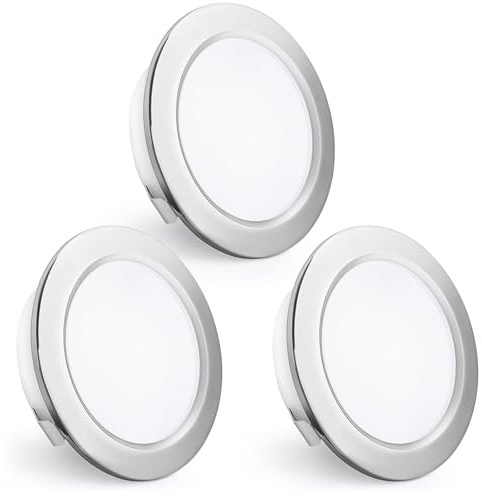 KYOTECH Focos LED Empotrables 230V 2700K 55-60mm 4W 440LM 3PCS Cromo | Downlight Techo Empotrable LED de 16mm Ultraplanos Blanco Cálido para Cocina Salón Dormitorio Muebles