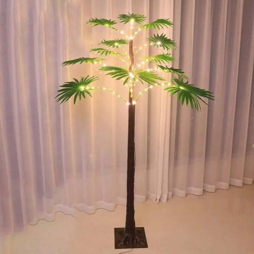 LOGT Beleuchtete Künstliche Palme, 88 LED Weihnachtsbaum Kunstpflanze Baum Lampe 150CM, USB Dekoration Lichterbaum mit Fernbedienung und 8 Lichtmodi Künstliche Lichter für Hochzeit Party