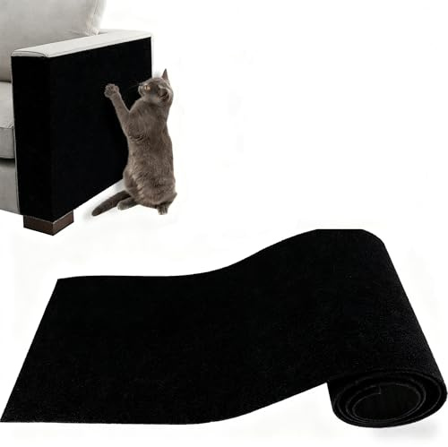 Protector antiarañazos para gatos, alfombrilla autoadhesiva para sofás y paredes, rascador para gatos, protección recortable contra arañazos de gatos para sofás, alfombra para uñas de gatos (negro)