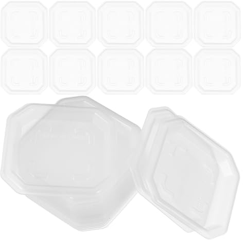 SHINEOFI 50 Pezzi Sottovasi Quadrati per Piante in Plastica Trasparente Spesso Vassoi Contenitori Acqua con Scanalature Antigoccia per Fioriere Piante Protezione Superfici e Drenaggio