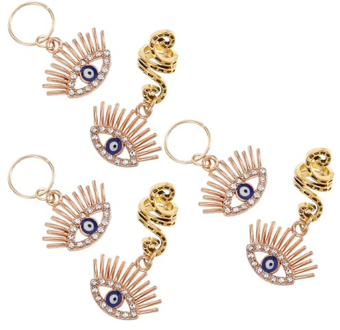 LOLIPPYY 6 Stück Pack Schlangenförmige Haarperlen mit Bösem Blick Haarring für Dreadlocks Vielseitiger Haarclip für Damen Festliches Schmuckaccessoire