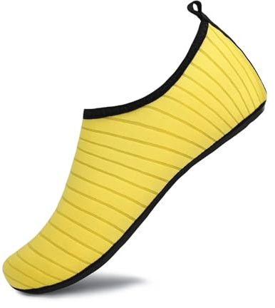 DSFIHJO Dykstrumpor strandstrumpa barfotaskor unisex vatten män kvinnor simning uppströms sneaker snabbtorkande ljus yoga aqua sko randig färgglad värme, 001-K01-Gul, 36