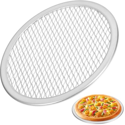 BESPORTBLE Plateau à Pizza Conductivité Thermique en Aluminium Antiadhésif Facile à Nettoyer Assiette à Pizza Ronde Argentée pour Shops et Salons de Thé