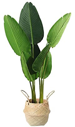 Konstgjord träd Konstgjord växt Konstgjord resenär Bananträd Falsk grön växt Krukväxt inomhus Vardagsrum Växtdekoration Ornament Dekorera (A 120cm)