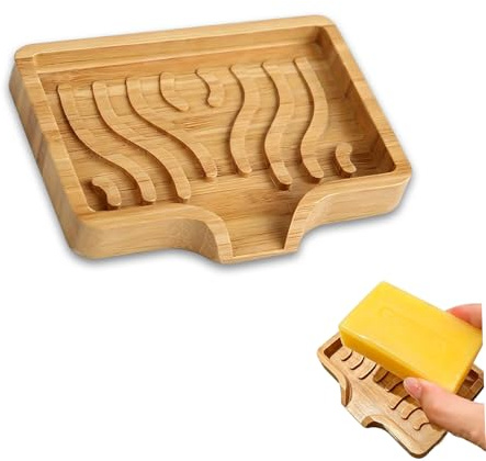 1 Stück Seifenschale mit Ablauf aus Holz, Praktisch und Bequem Seifenschale Holz, Badezimmer-Theke Bambus Seifenschalen, Soap Holder Geeignet für Badezimmer und Küche