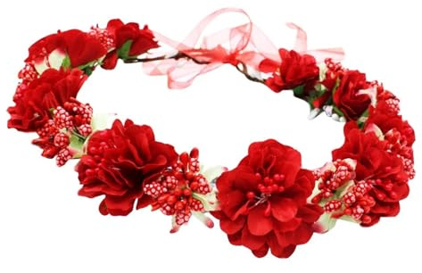 blomsterkrans av konstgjorda blommor, Faux Tyg Flower Crown Pannband for bröllop och fest Multicolor